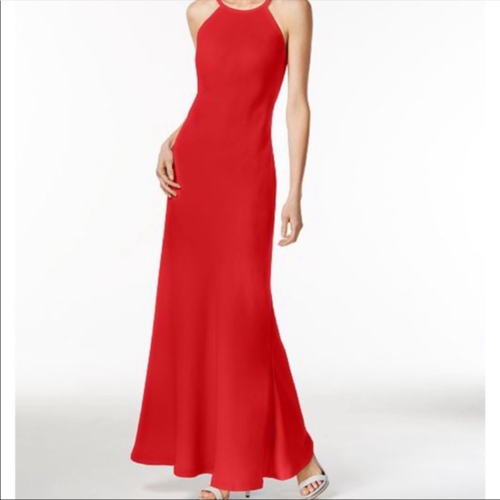 COPY - CALVIN KLEIN RED HALTER MERMAID STYLE DRESS